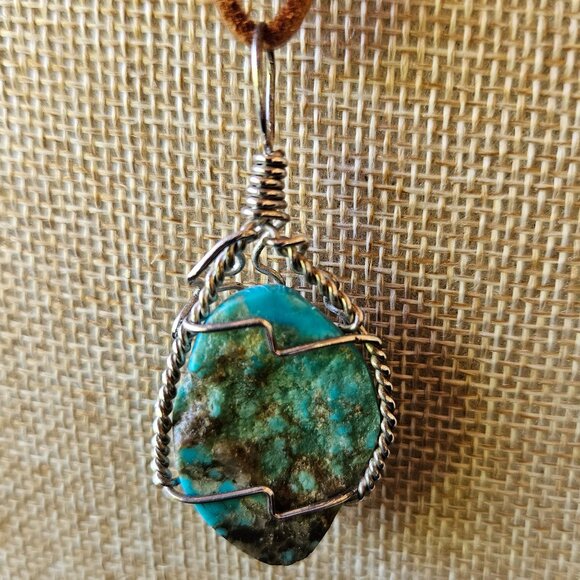 Southwest Turquoise and Sterling Silver Pendant - Picture 6 of 7
